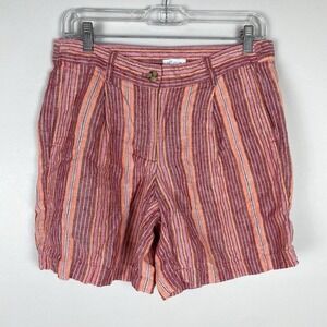 J Jill Love Linen Sz 6 Small Striped Shorts Preppy Beach Vacation Comfort
